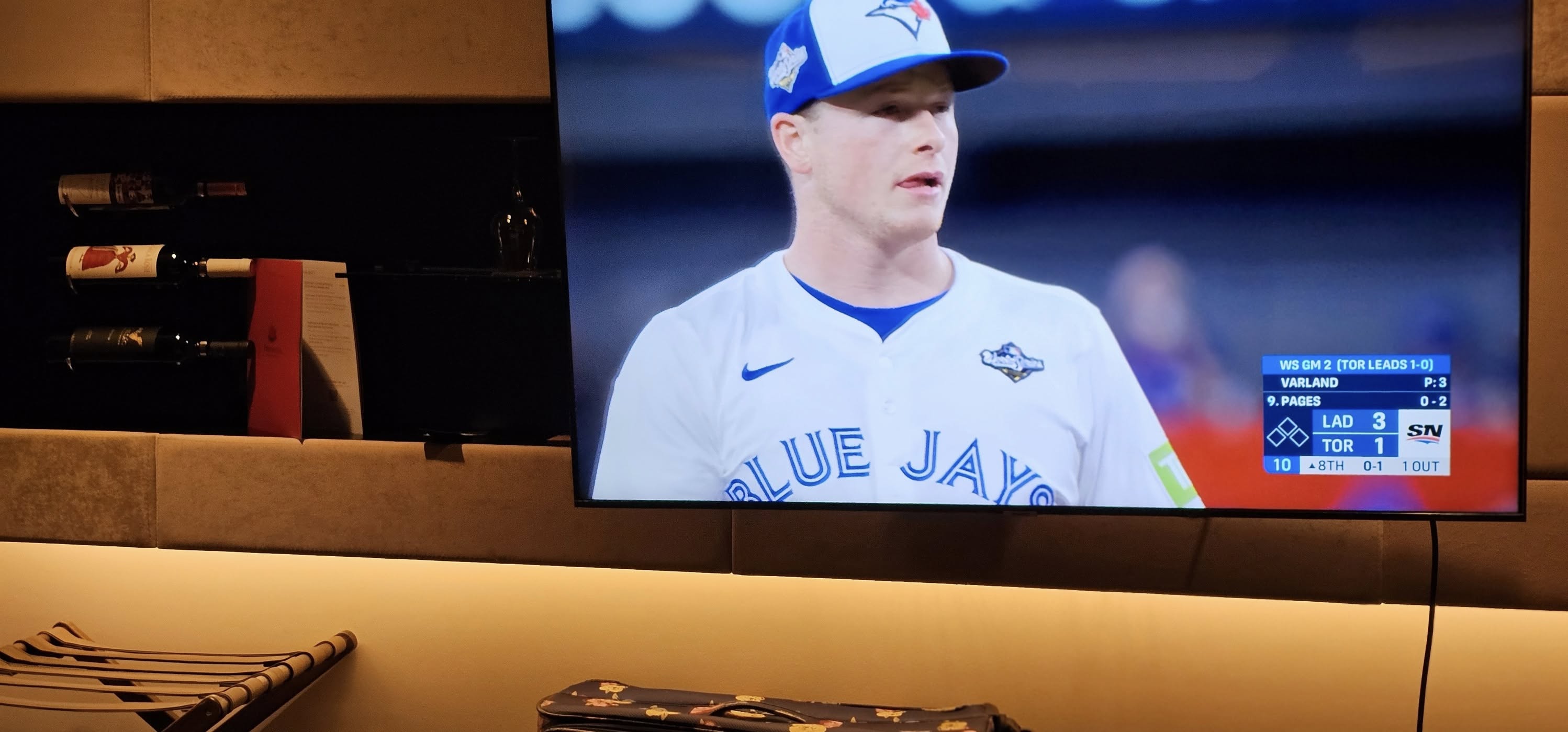 Watching the Blue Jays in the 2025 World Series from a hotel room in Brasov, Romania
